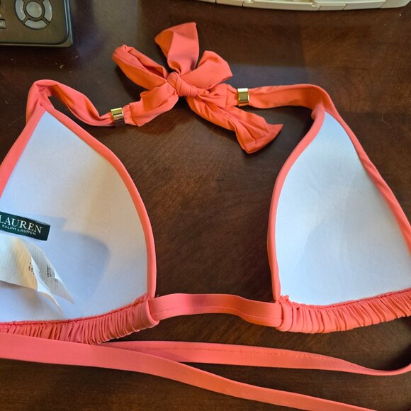 Lauren Ralph Lauren Women Bright Sz 4 Orange Bikini Triangle Swim Ladies Junior - Picture 12 of 16